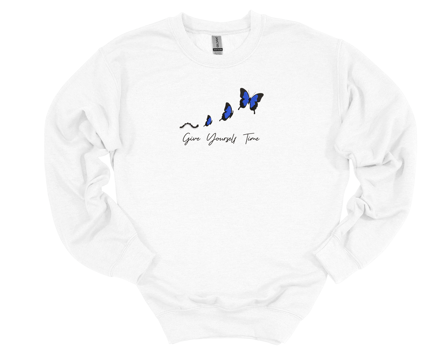 "Give Yourself Time" | Butterfly Embroidered Crewneck