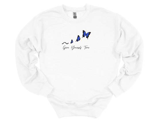 "Give Yourself Time" | Butterfly Embroidered Crewneck